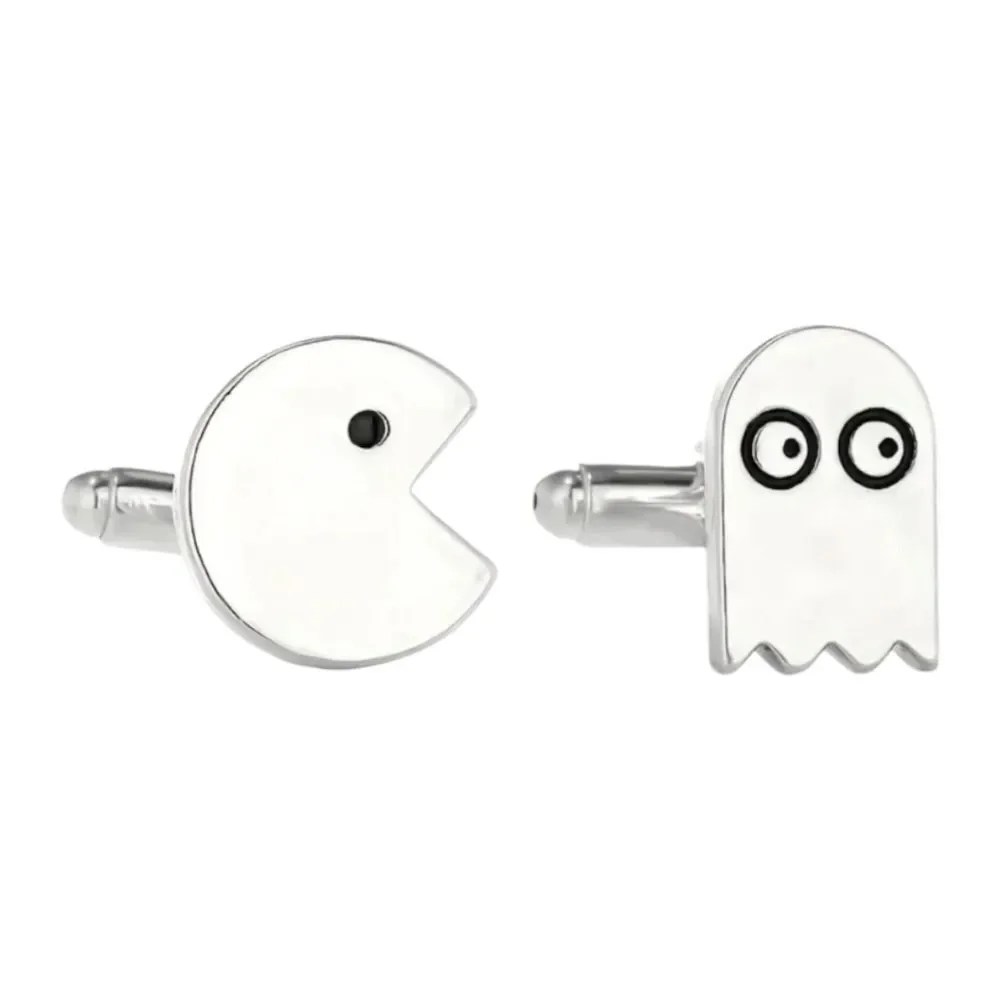 Pac-Man Ghost Retro Arcade Cufflinks Maze Gamer 80s Video Game Geek Groom Gift